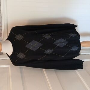 Elegant Black Argyle Crewneck Sweater Bert Pulitzer